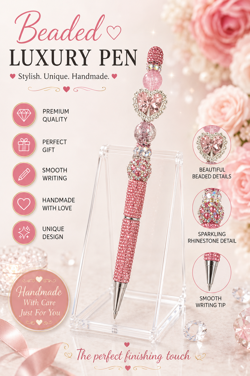 Luxury  pink sparkling box pen