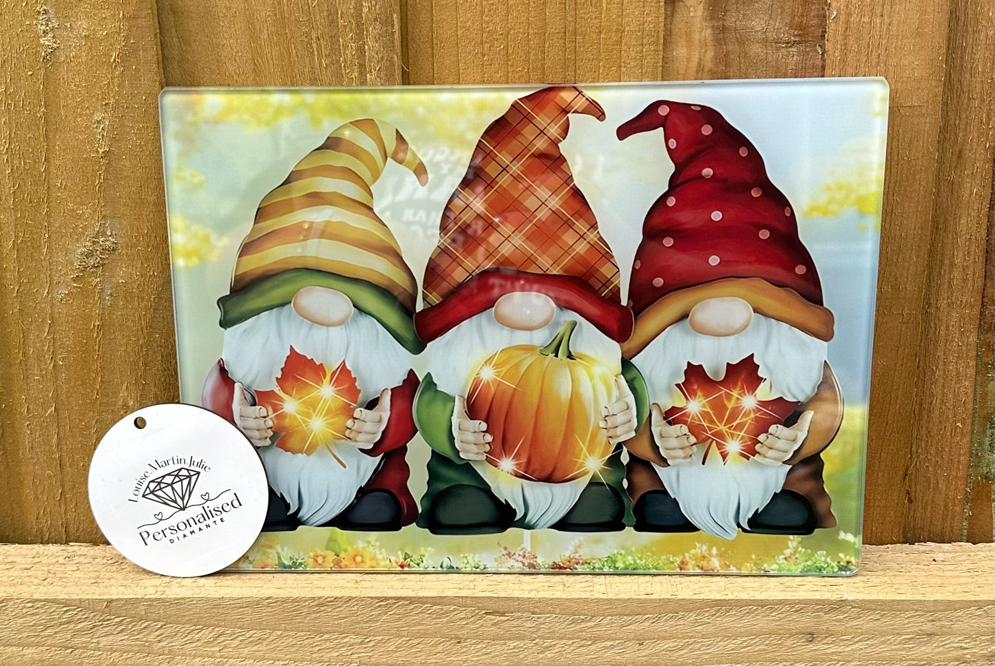 Autumn gonk A4 glass chopping board ￼