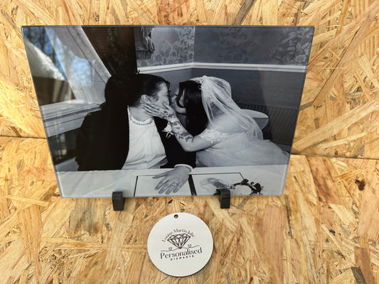 Add your own image glass chopping board