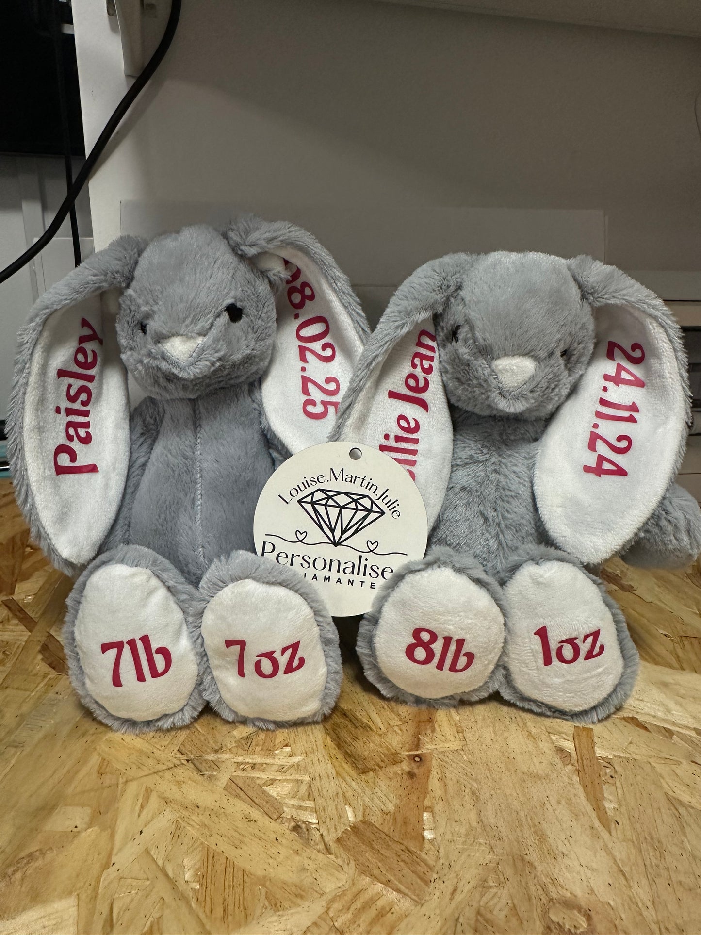 Personalised teddy bunny, bunny comforter new baby gift
