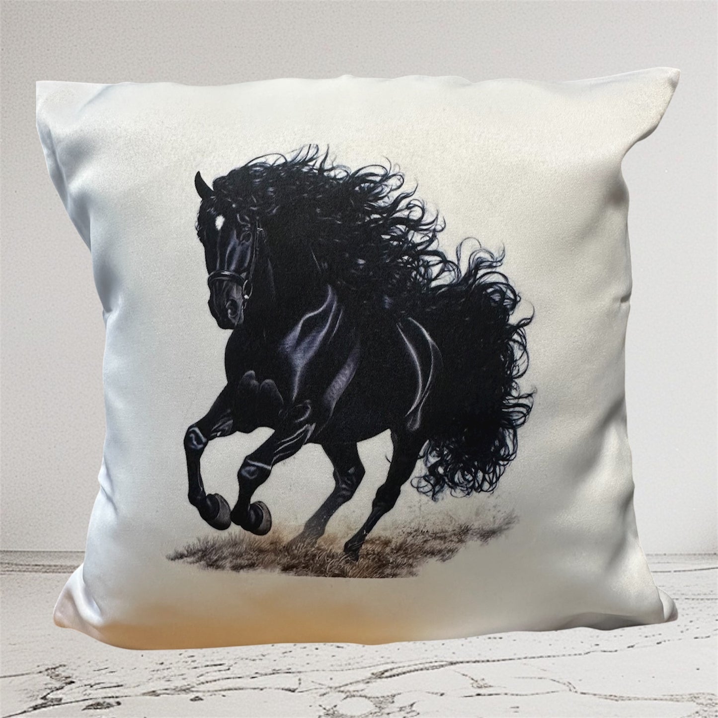 Equestrian Horse Pillow Cover - Rustic Farmhouse Decor (45x45cm)