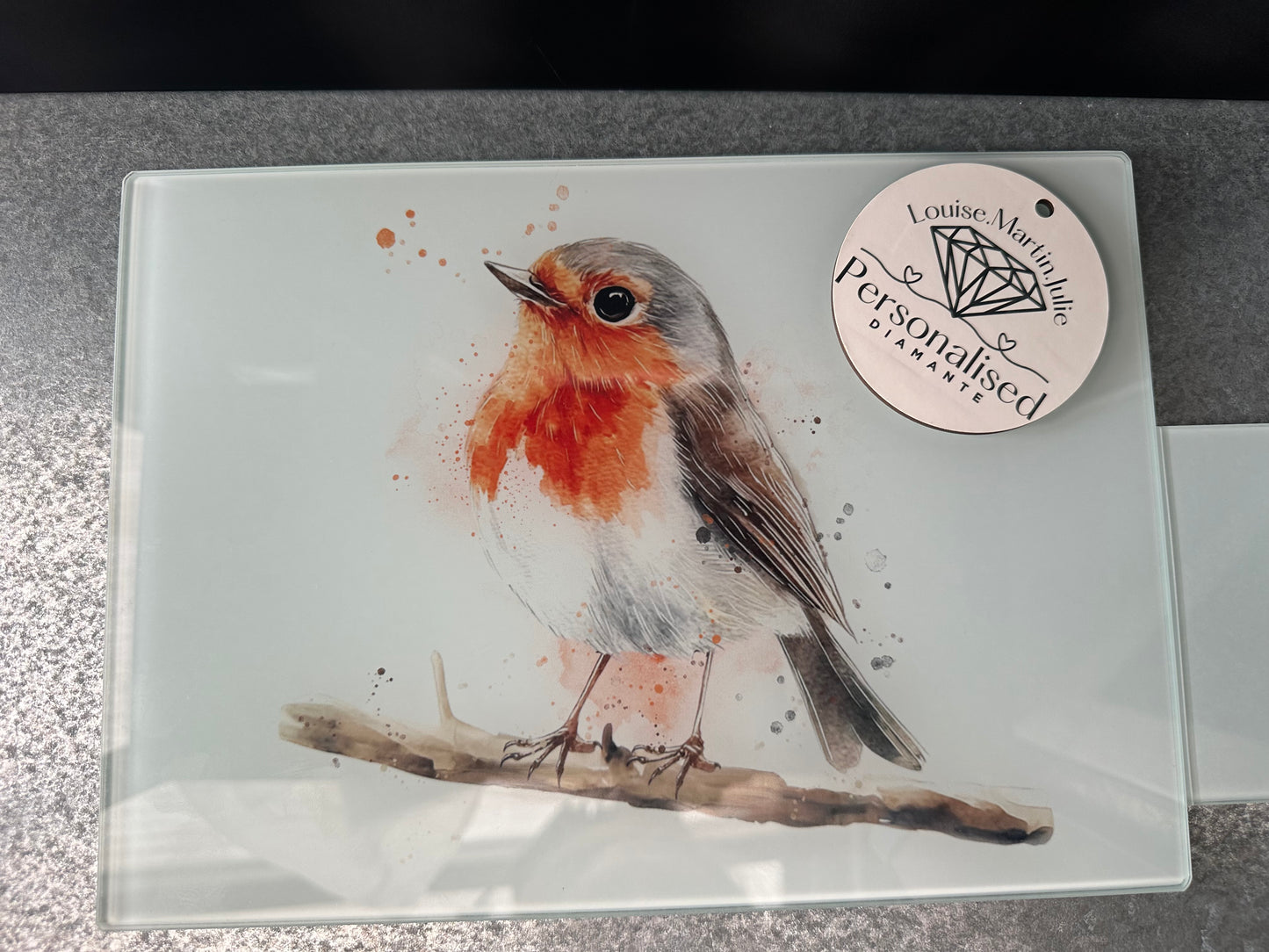Robin Glass Chopping Board smooth A4 Kitchen