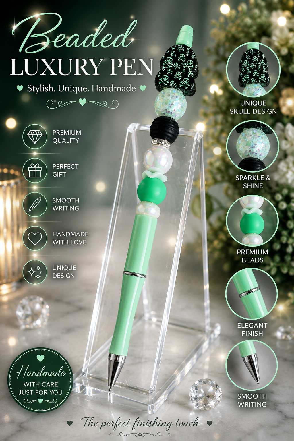 Green Richard dicky bead pen