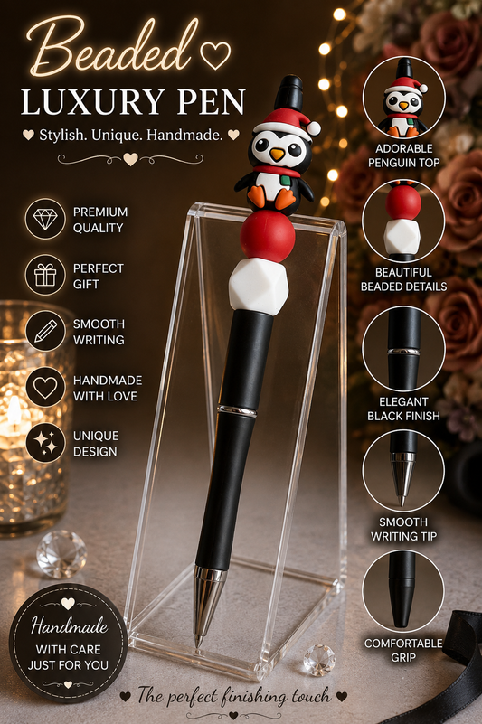 Penguin Black and red bead pen