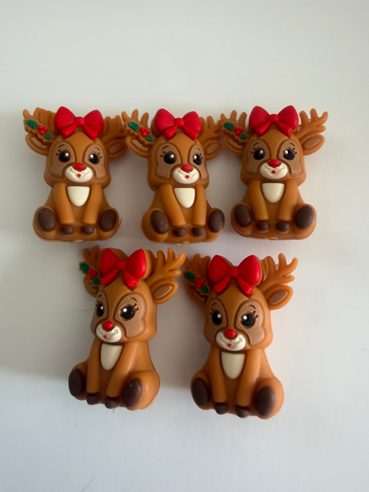 Christmas red bow reindeer pen toppers / keyring