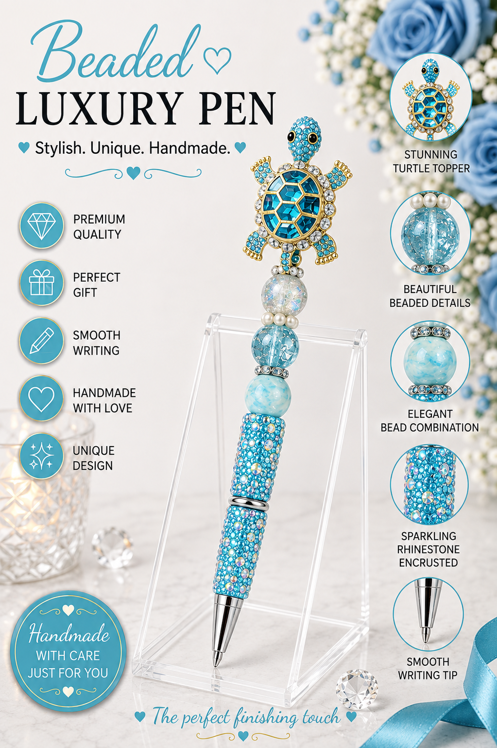 Luxury Blue turtle  pen