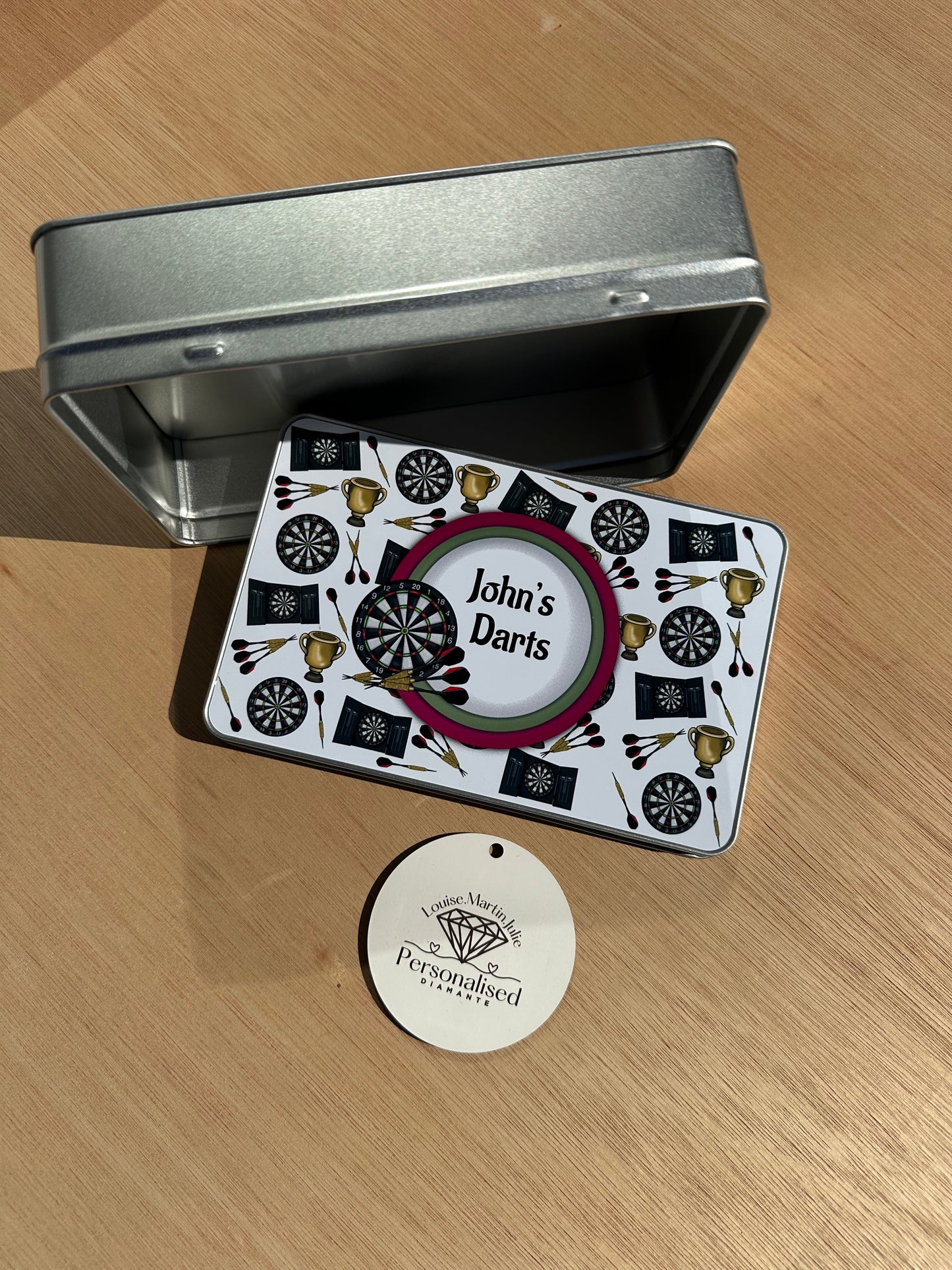 Personalised Darts tin with or with out matching mug