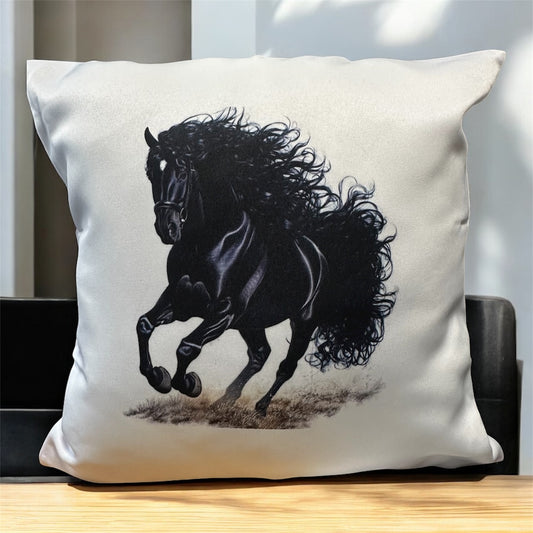 Equestrian Horse Pillow Cover - Rustic Farmhouse Decor (45x45cm)