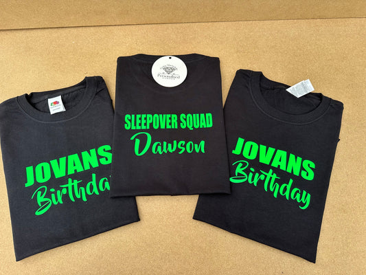 Sleepover Squad, Birthday T-shirt