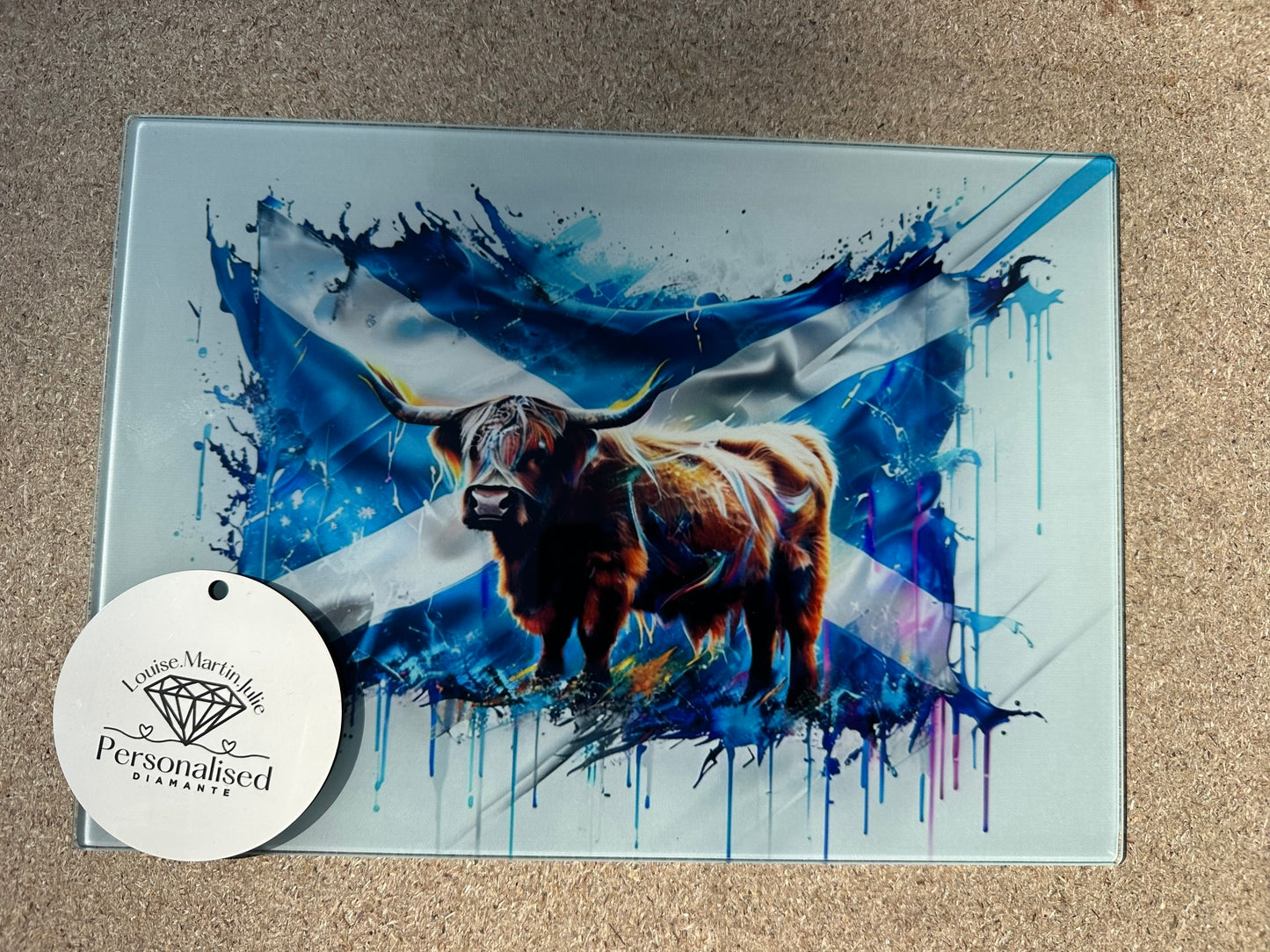 Scottish Highland cow A4 Glass copping board