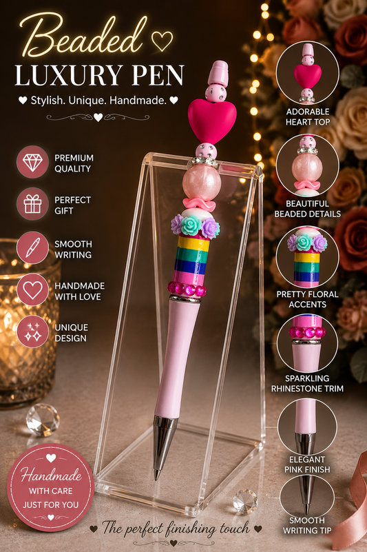 Pink Heart bead pen