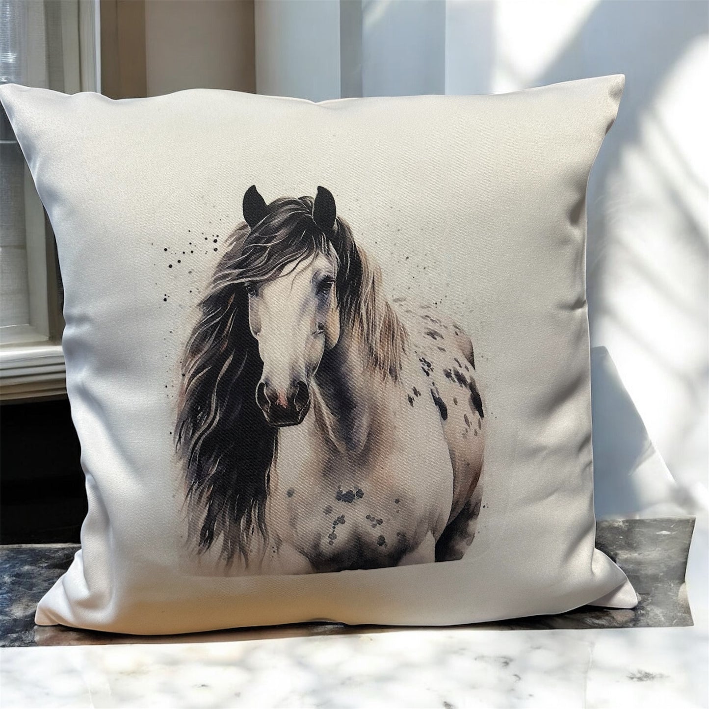Equestrian Horse Pillow Cover - Rustic Farmhouse Decor (45x45cm)