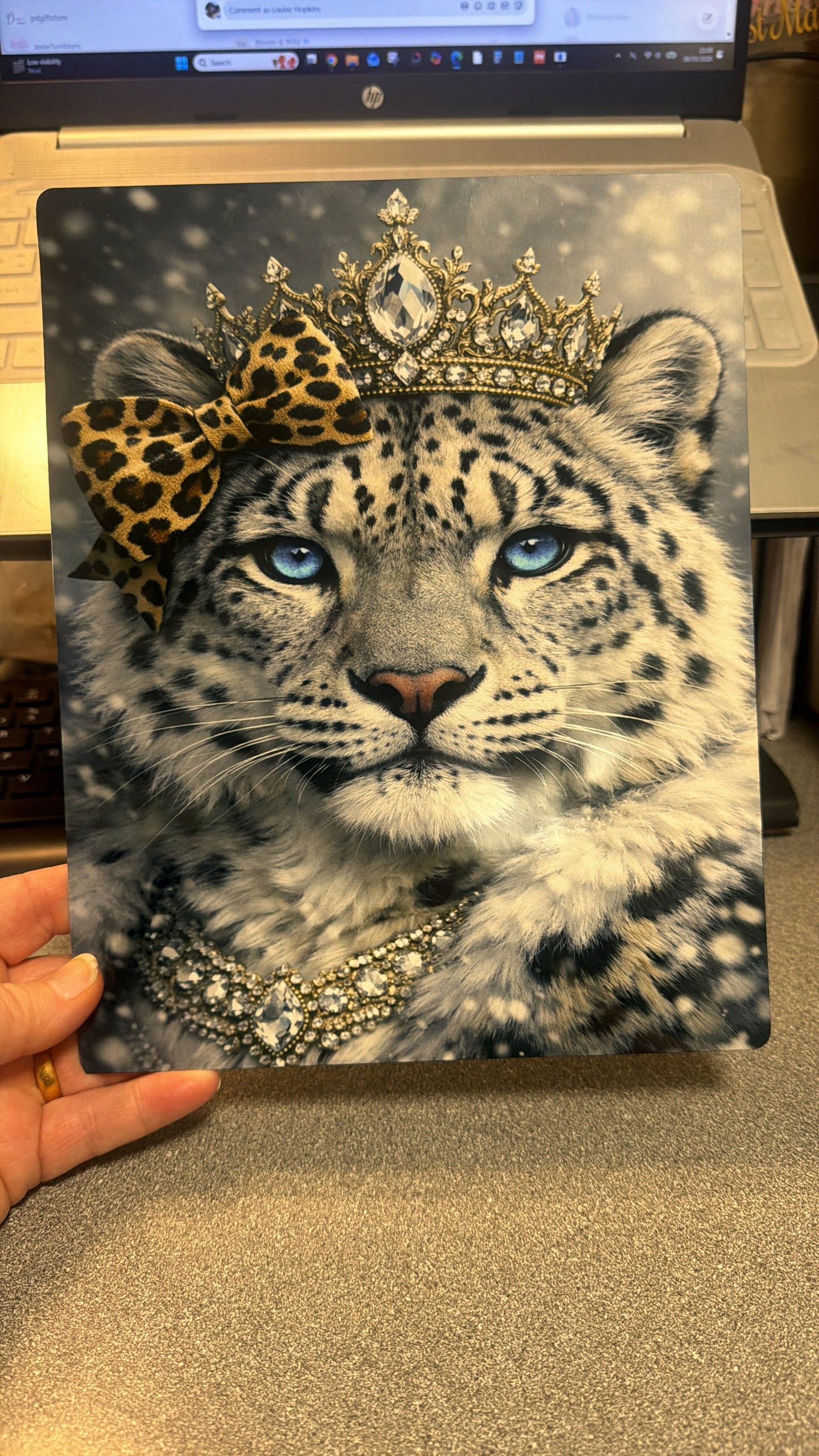 Snow leopard aluminium 8x10 inches prints