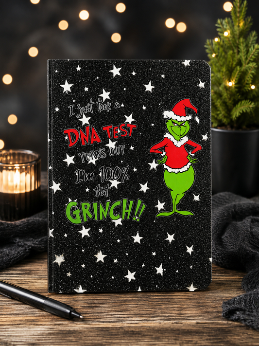 Black Glitter feel Grinch note pad