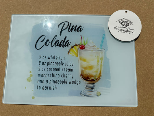 Pina colada Cocktail recipes glass cutting Chopping Board smooth A4