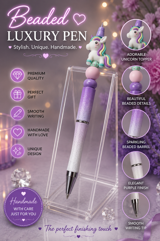 Lilac unicorn ball Bead pen