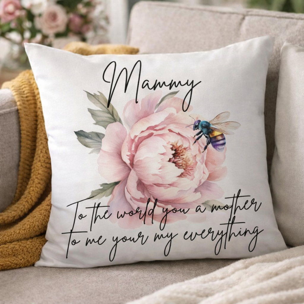 Mum Cushion cover floral with a bumble bee(45x45cm)