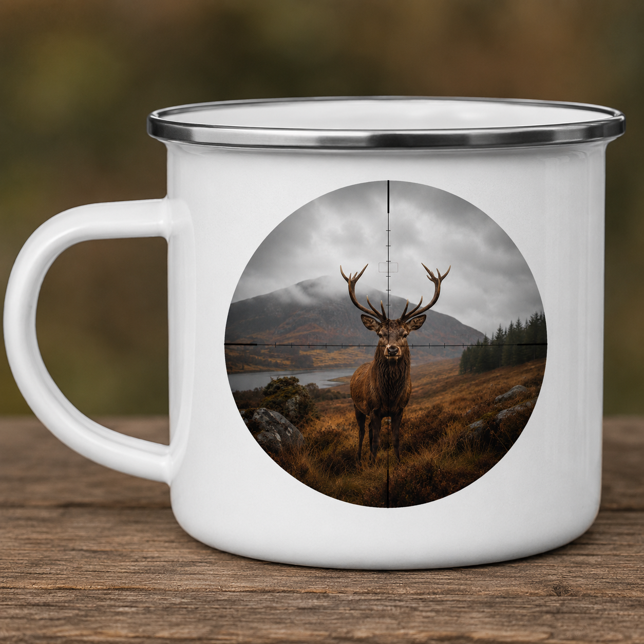 Enamel stag mug camping