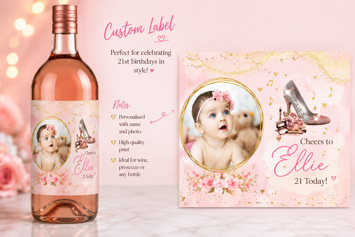 Personalised  photo Birthday Bottle sticker label