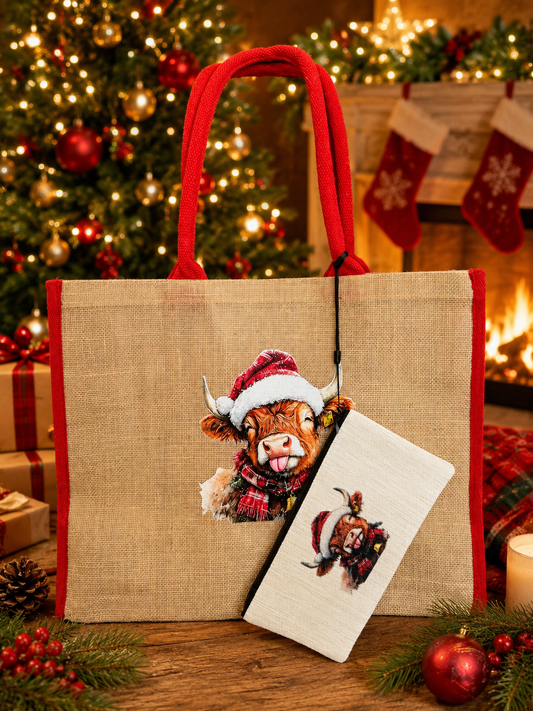 Red Piping Christmas shopper gift bag