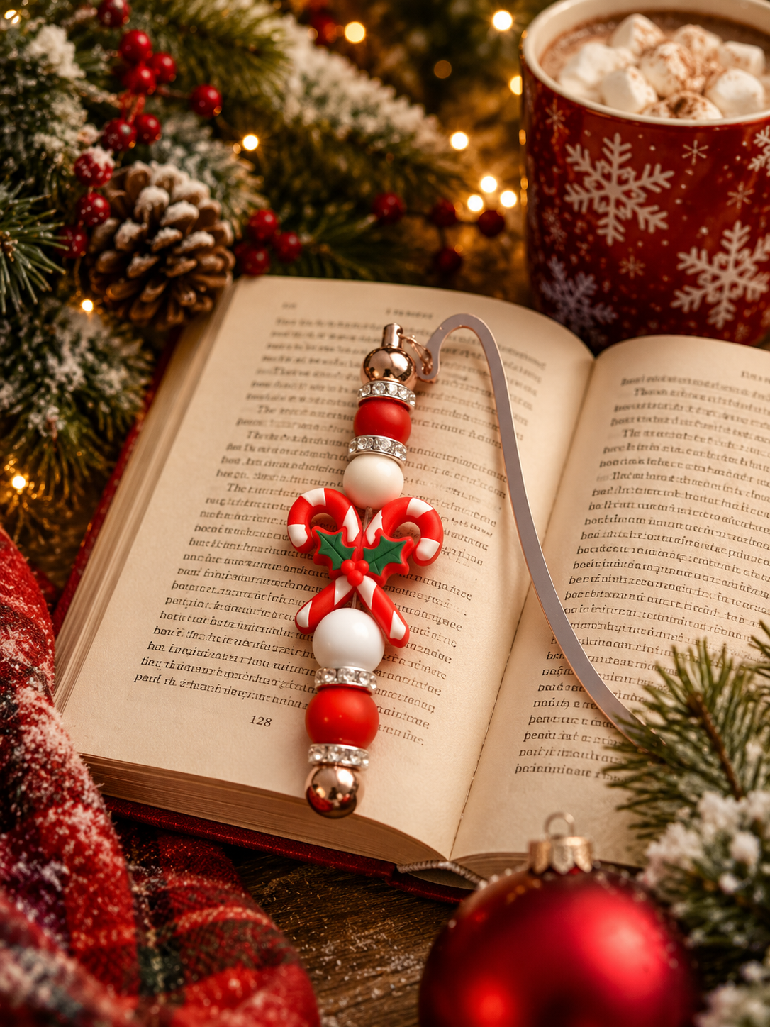 Christmas Beaded bookmark candy cane