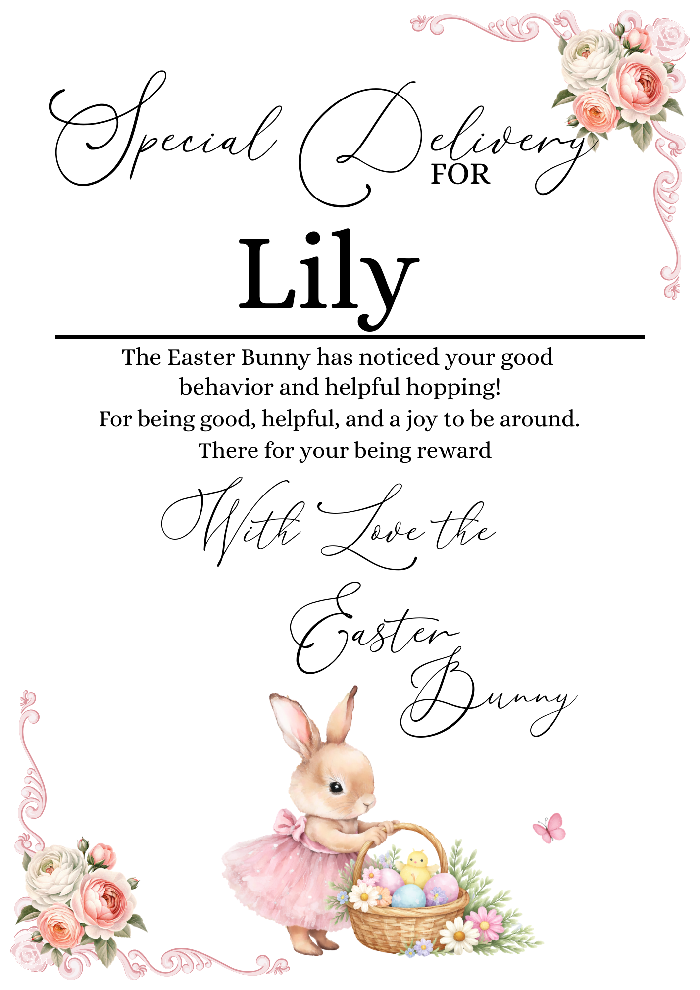 Easter Certificates and matching chocolate bar wrapper