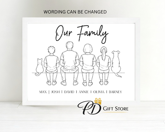 Personalised Family Line art print