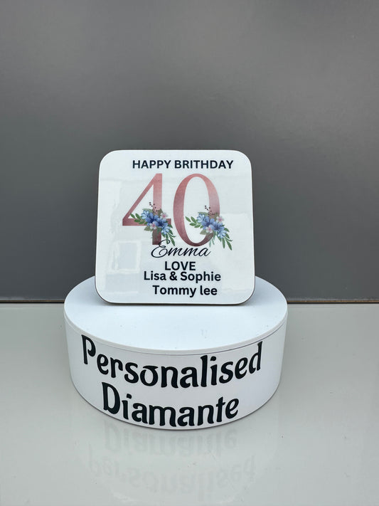 Birthday coaster any age wording can be changed