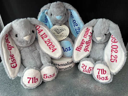 Personalised teddy bunny, bunny comforter new baby gift