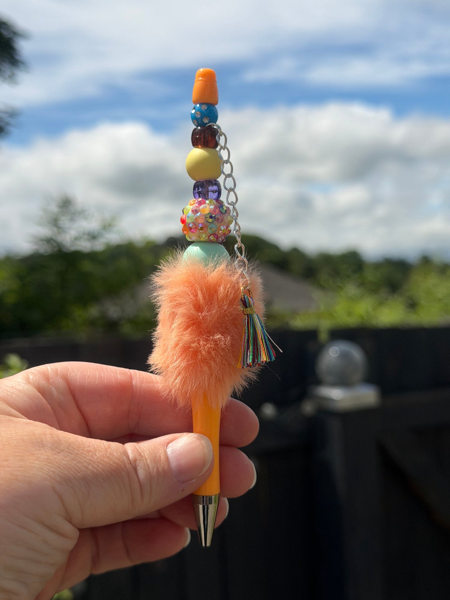 Fluffy orange mix  Bead pen