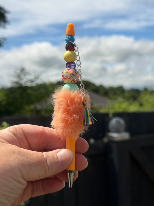 Fluffy orange mix  Bead pen