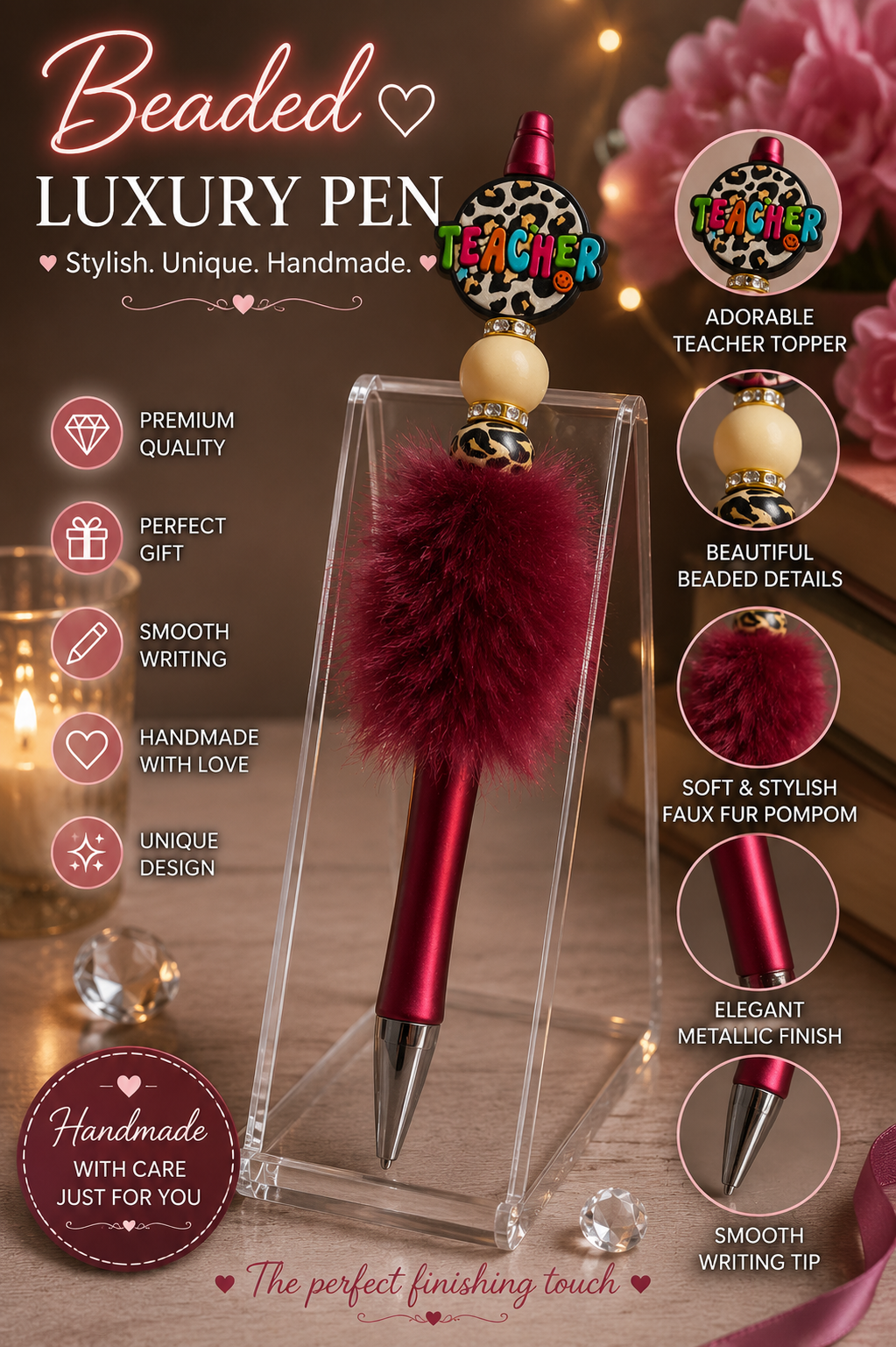 Teacher fluffy Bead pen