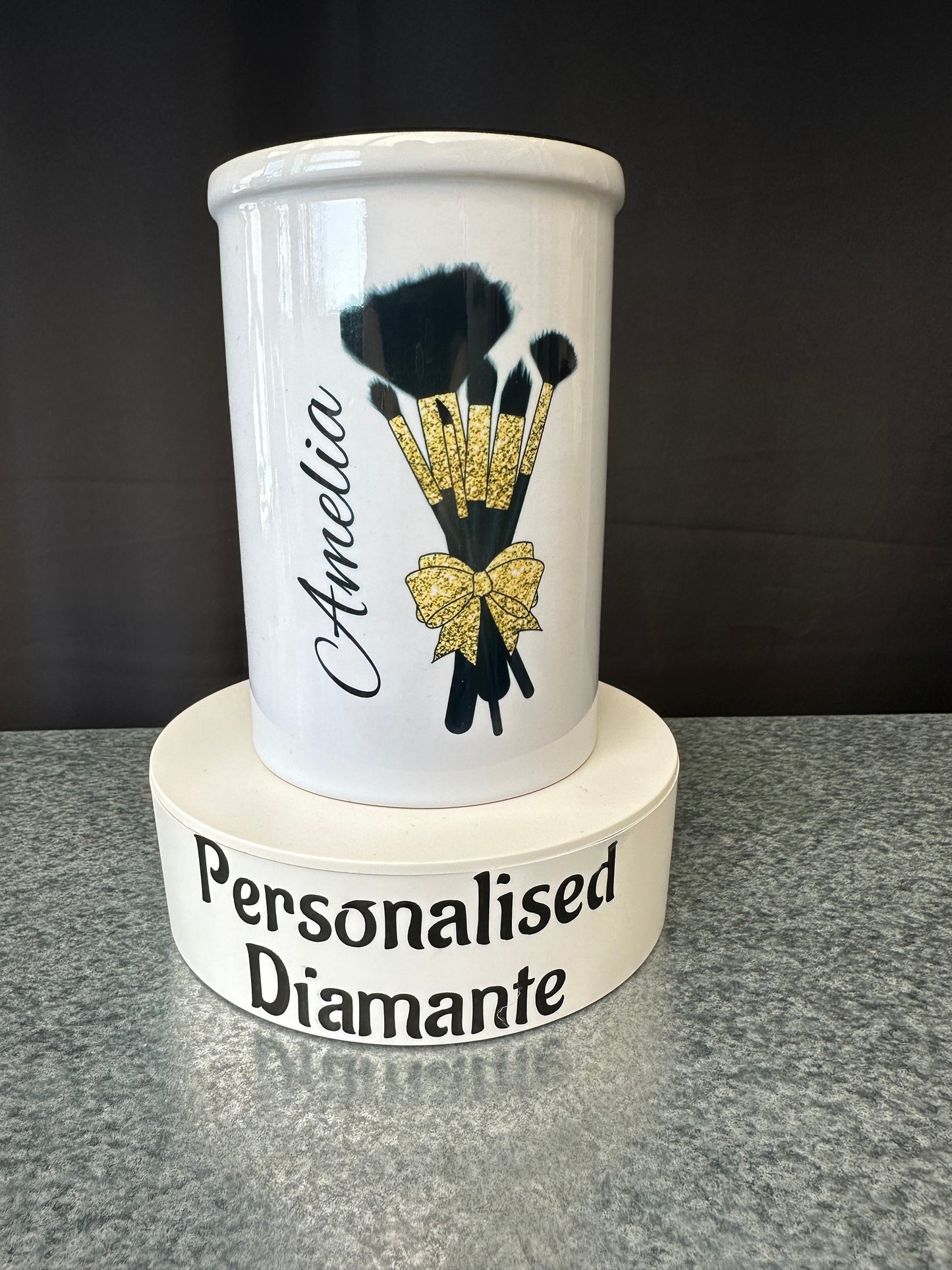 Makeup Brush ceramic pot, personalised makeup brush holder