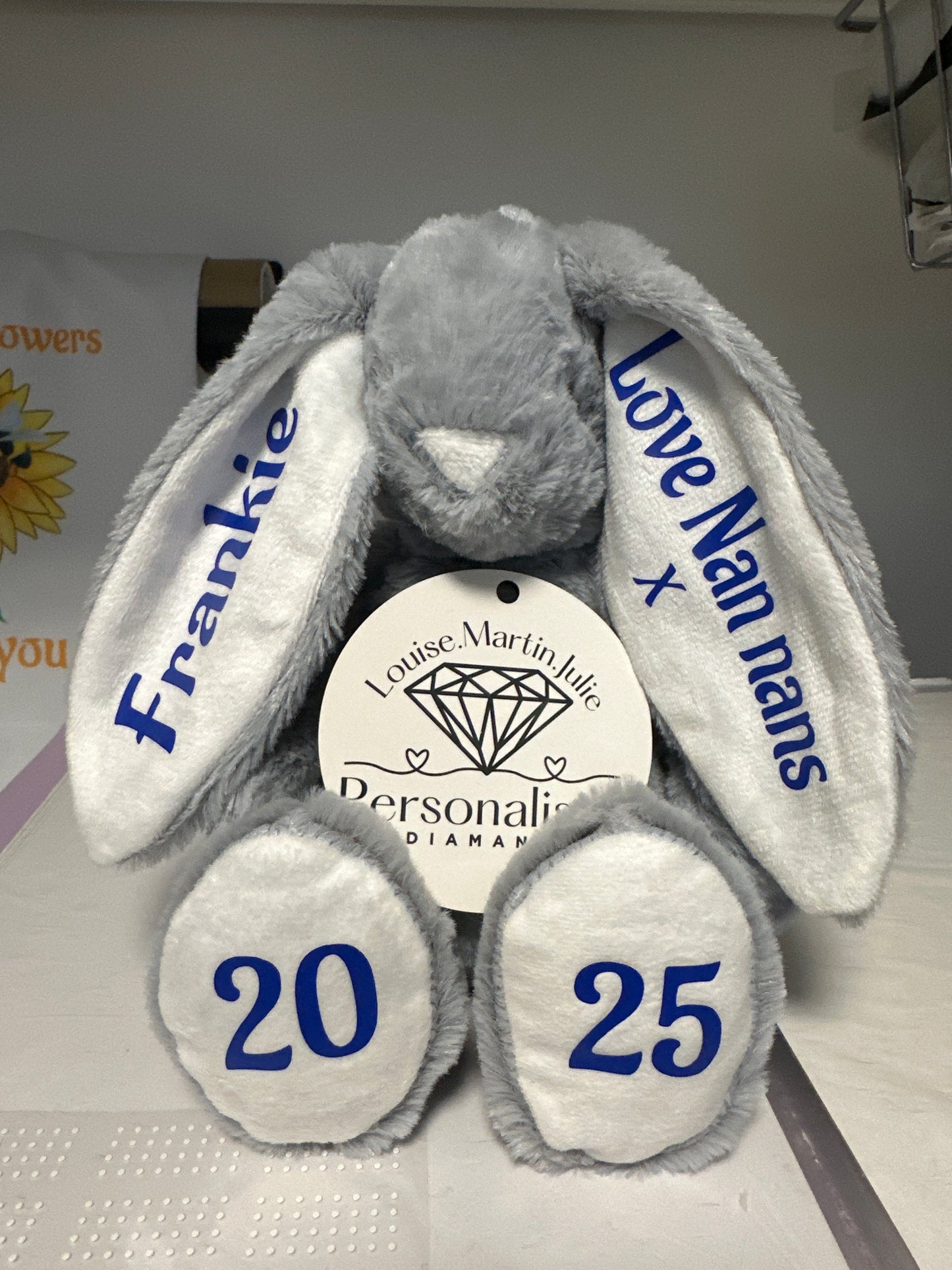 Personalised teddy bunny, bunny comforter new baby gift