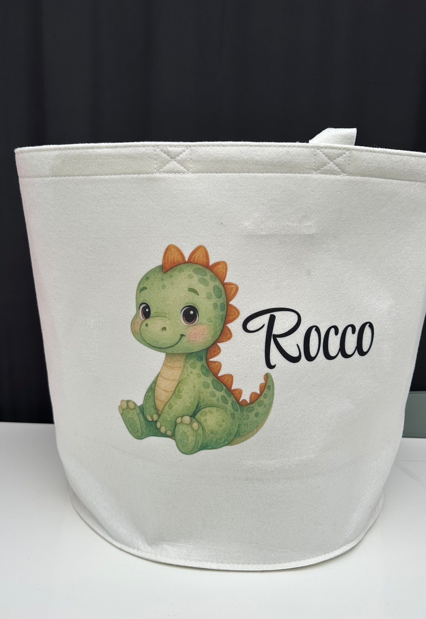 Personalised Felt Trug Dinosaur design