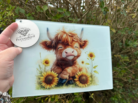 Highland cow Glass cutting Chopping Board smooth A4 Kitchen, highland cow