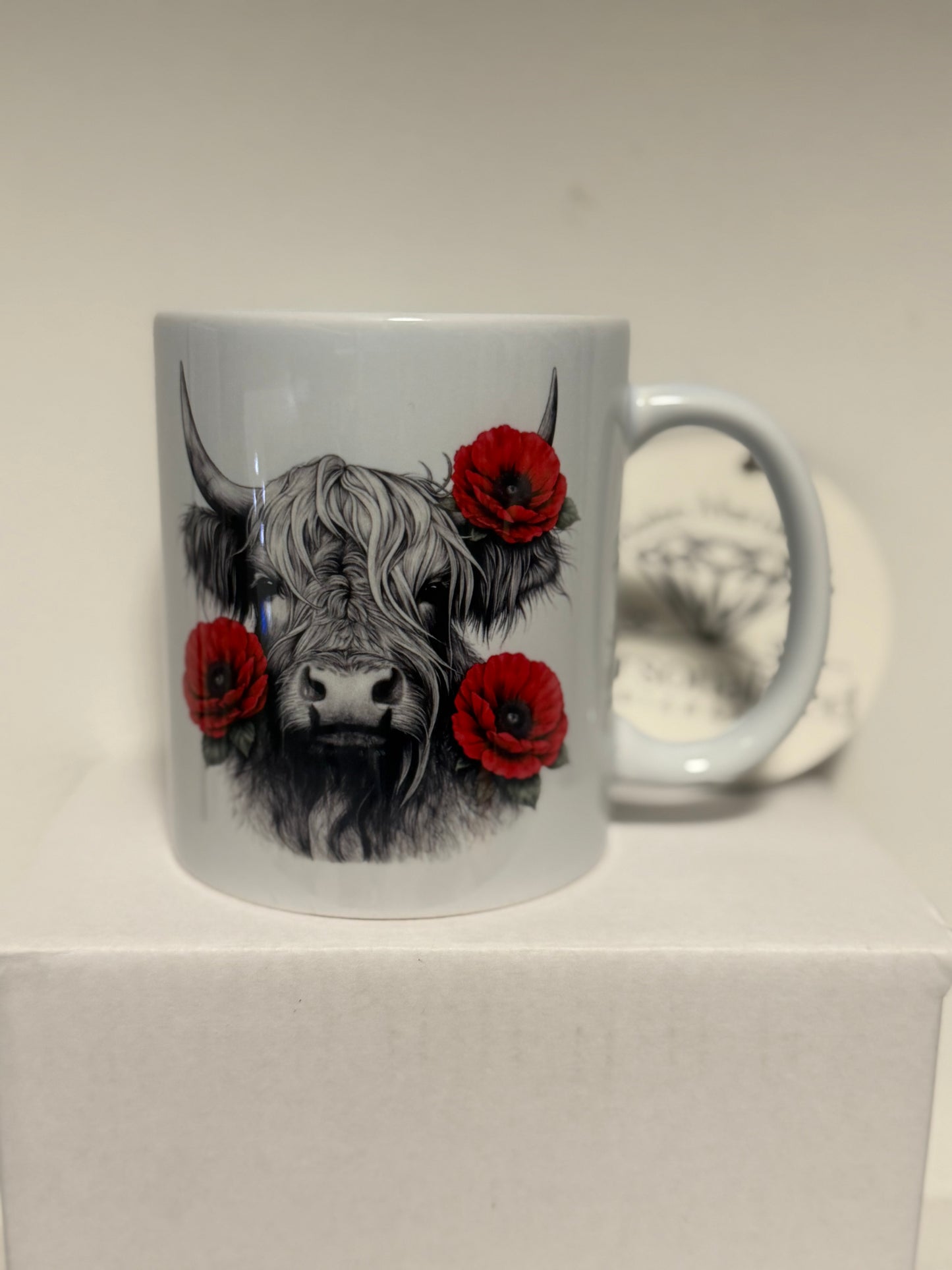 Highland cow mug floral design's