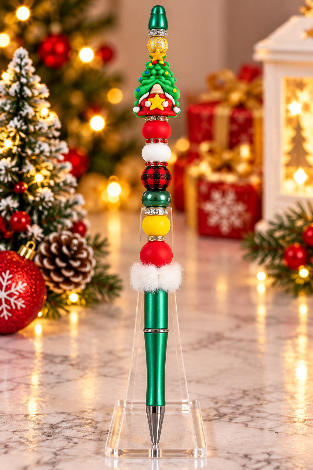 Gonk christmas tree bead pen