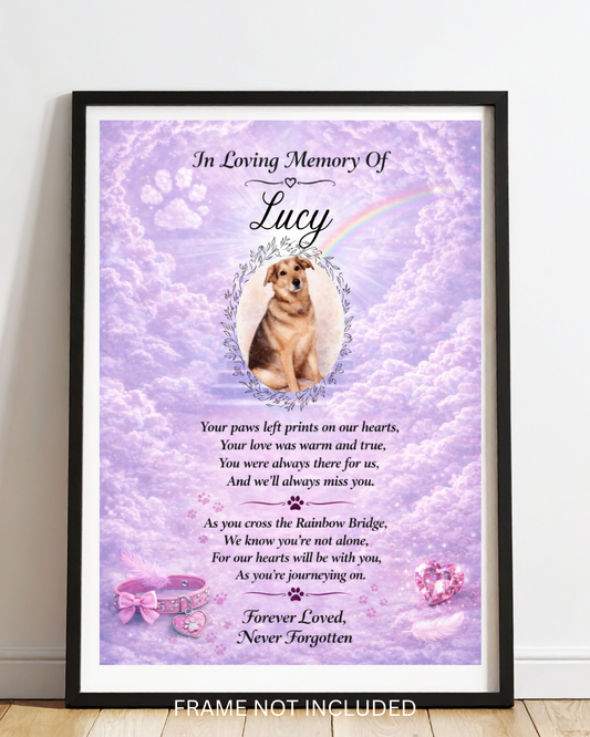 Memorial Pet  A4 print Personalised Purple