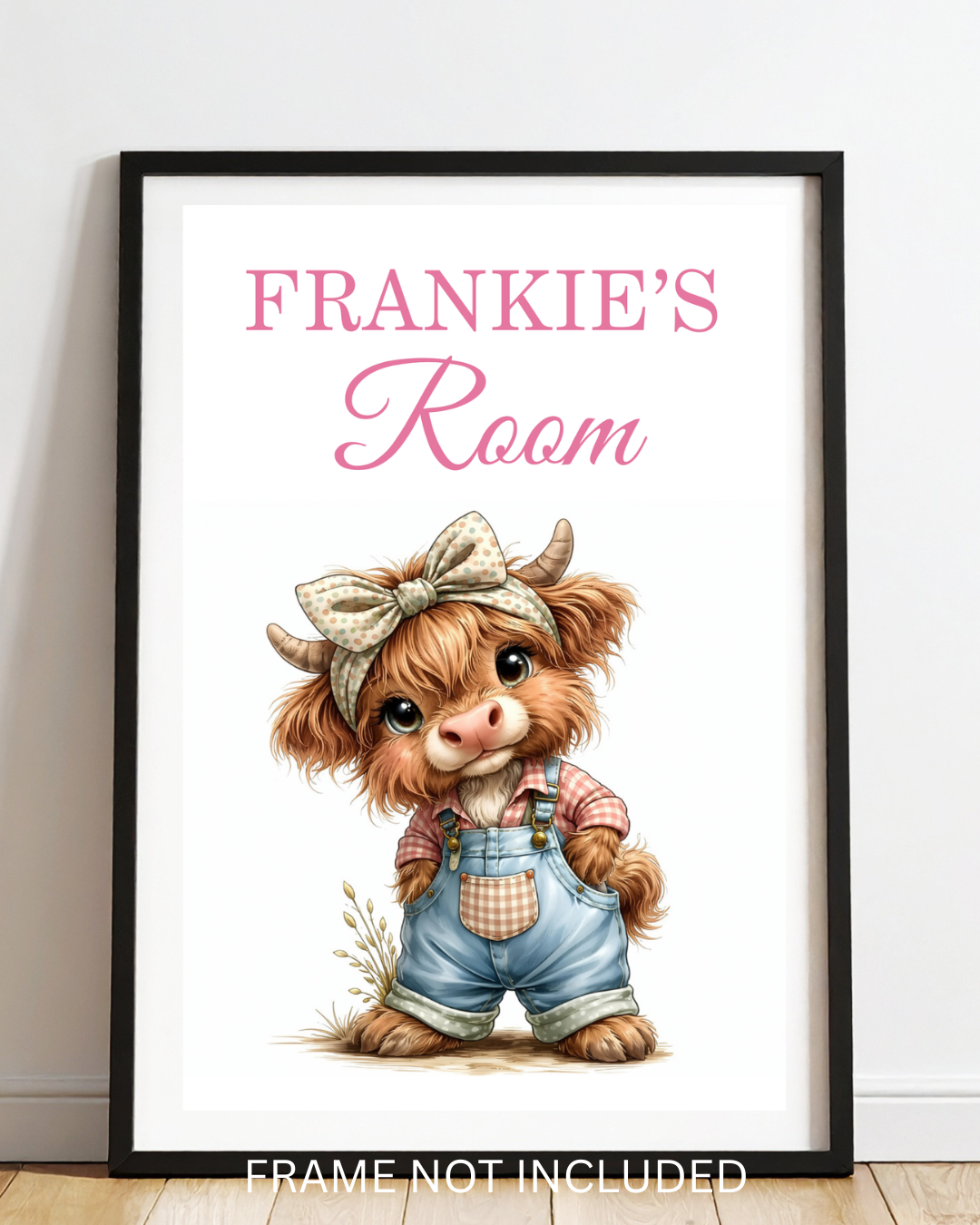 A4 personalised highland cow bedroom print