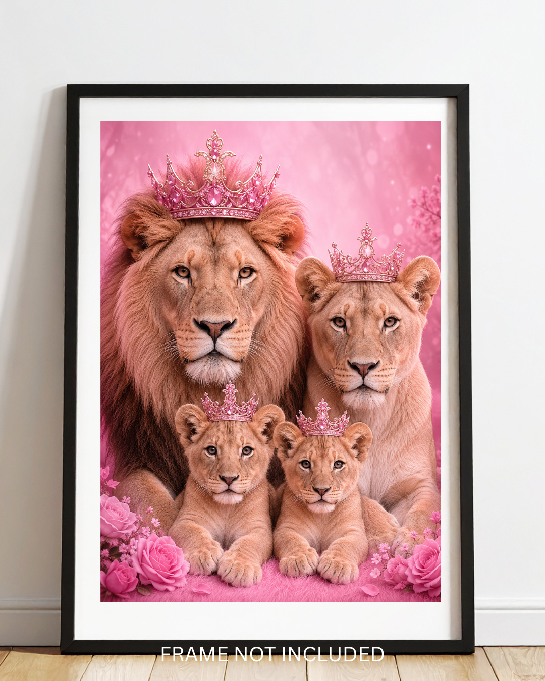 Lion Family pink A4 print