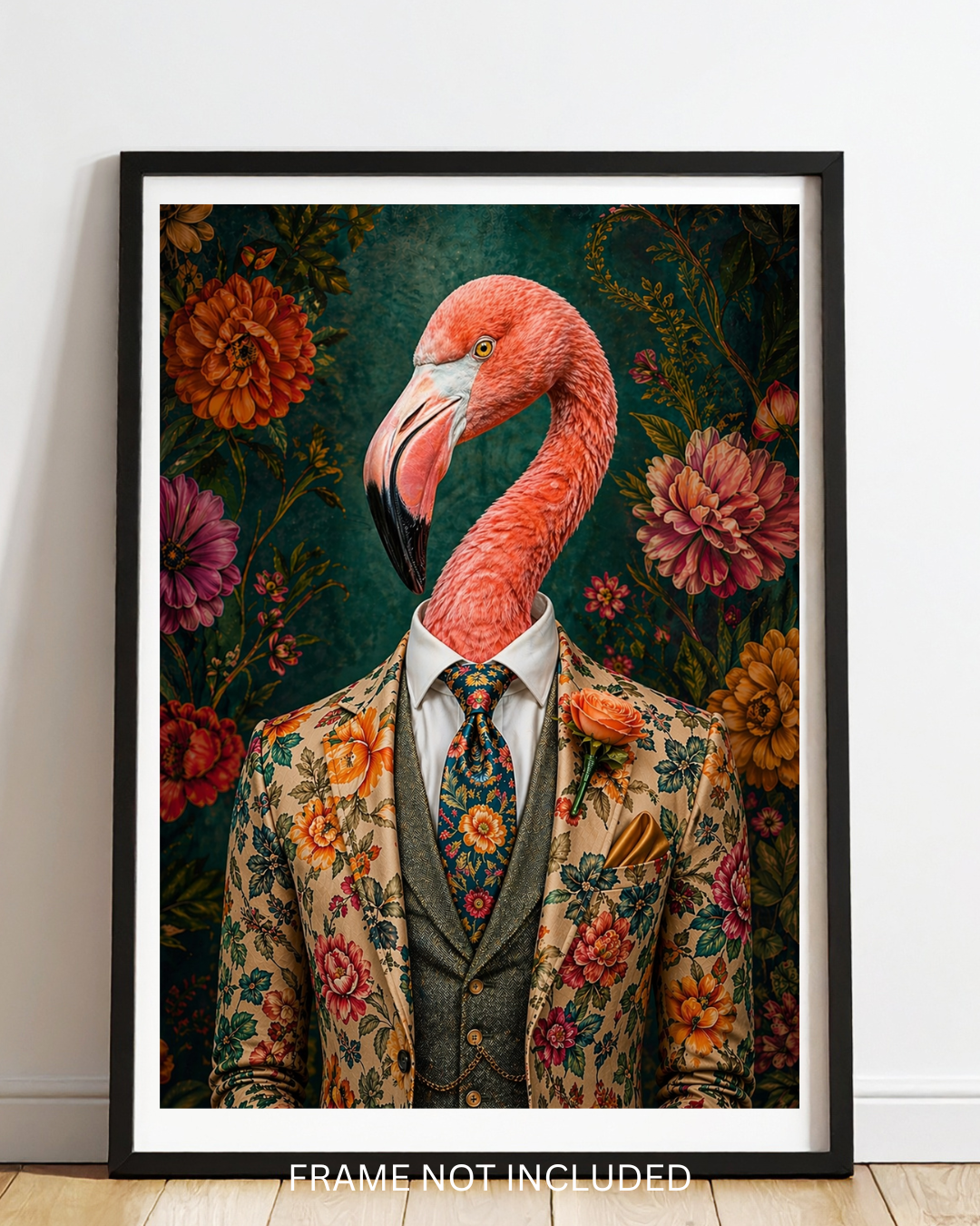 Animals in suit  A4 prints with orange flower