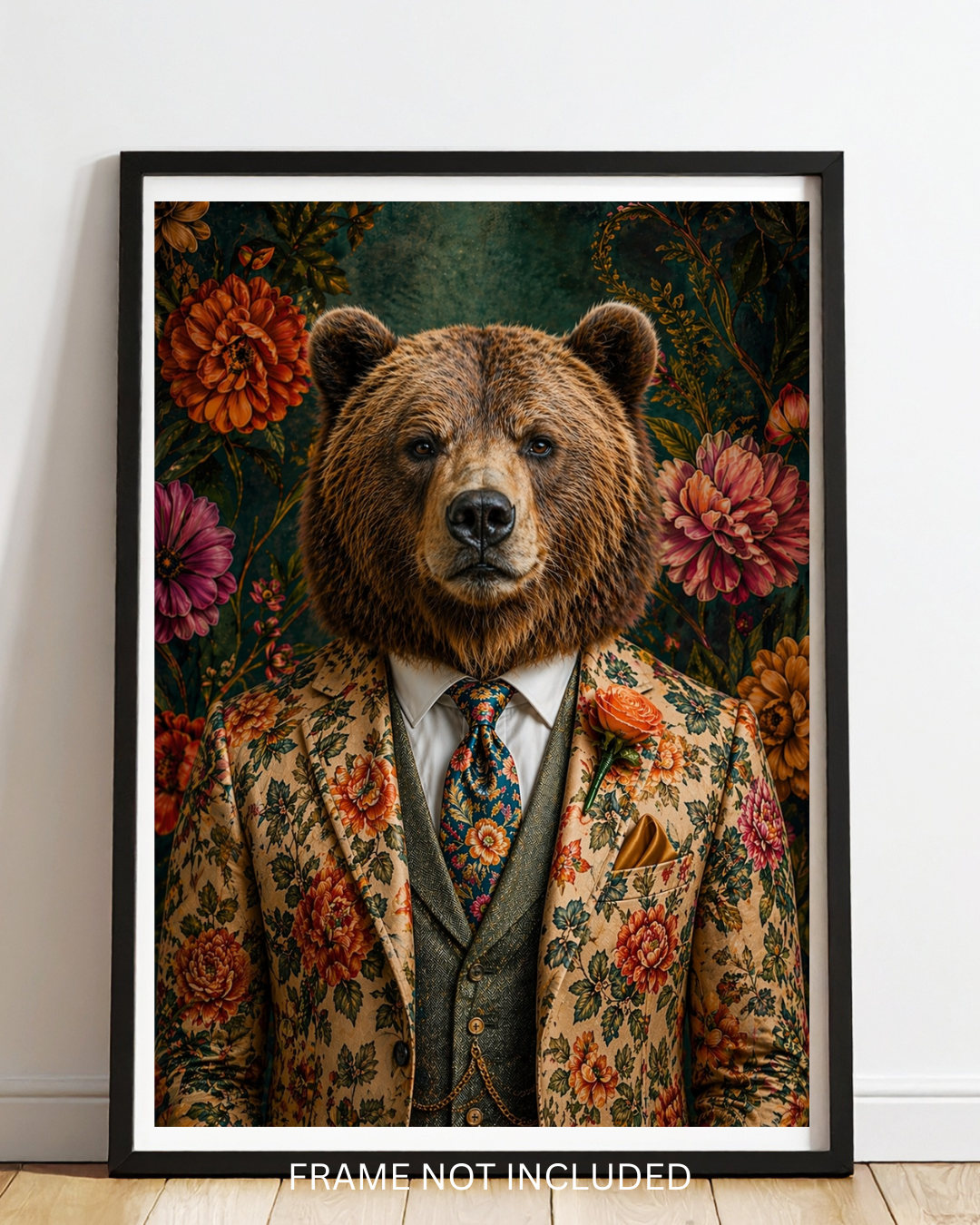Animals in suit  A4 prints with orange flower