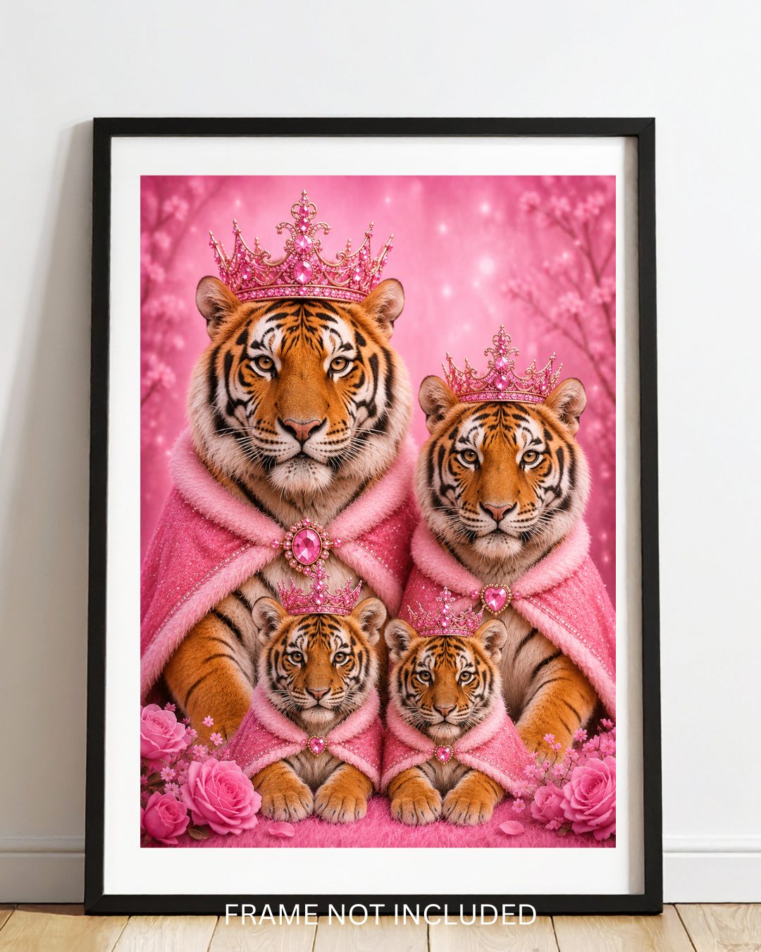 Tiger Family pink A4 print