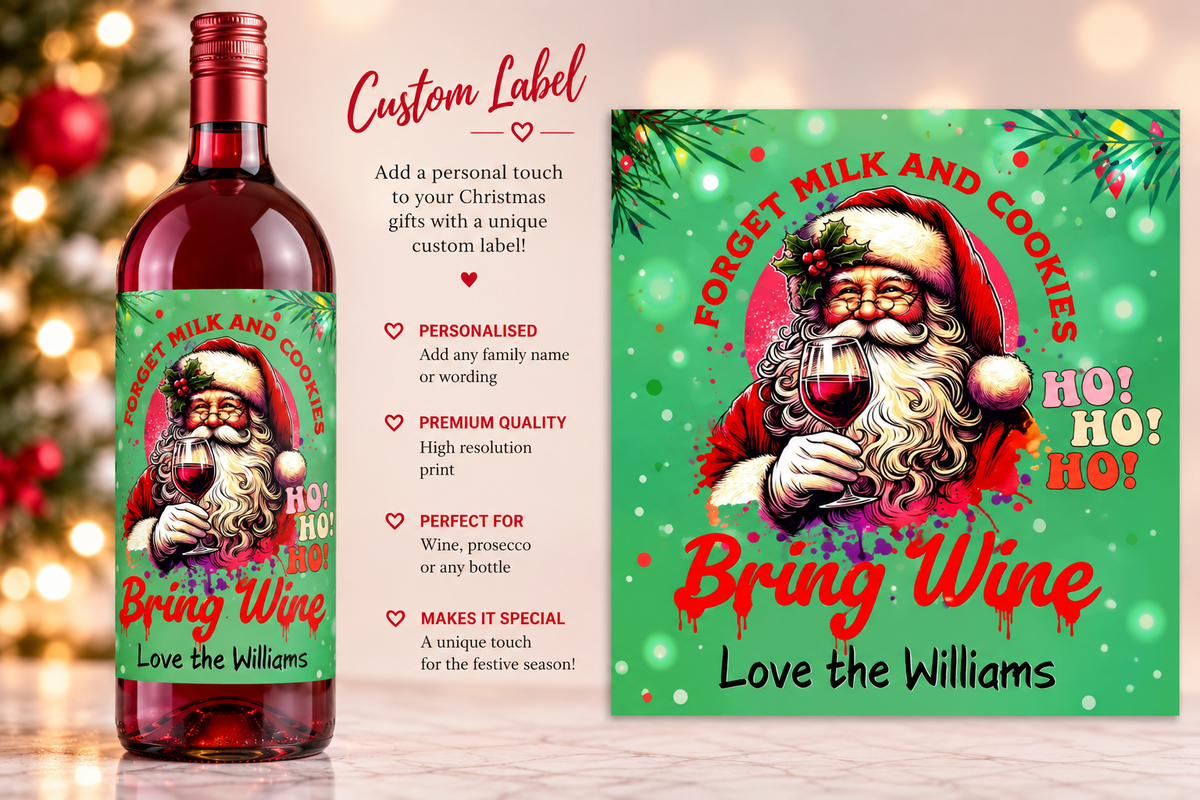 Personalised Christmas wine bottle label