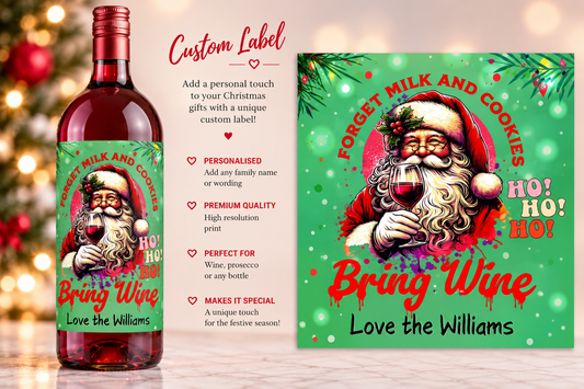 Personalised Christmas wine bottle label