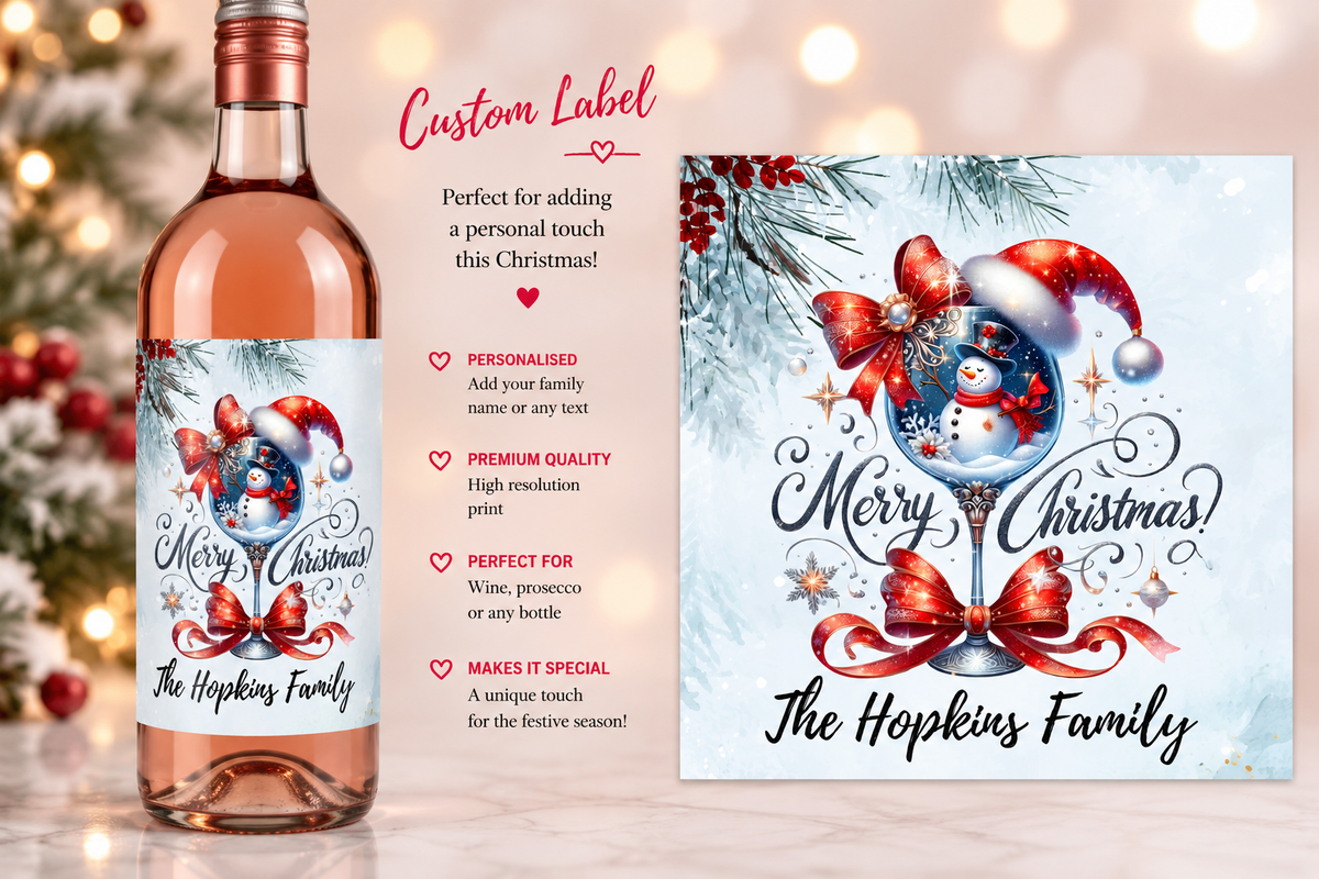 Personalised Christmas wine bottle label