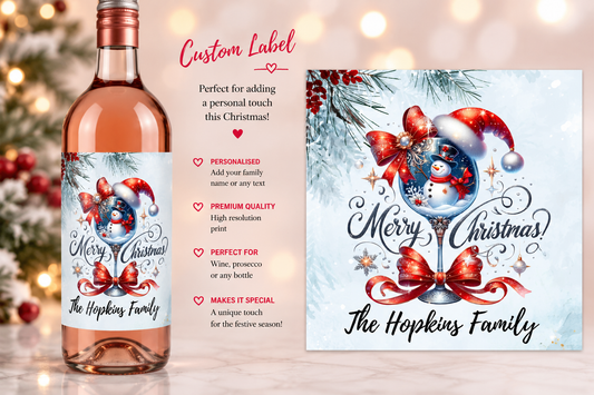 Personalised Christmas wine bottle label
