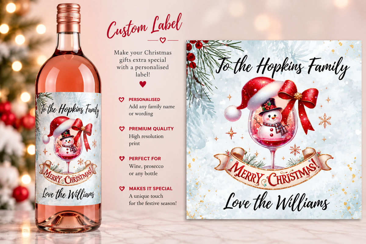 Personalised Christmas wine bottle label