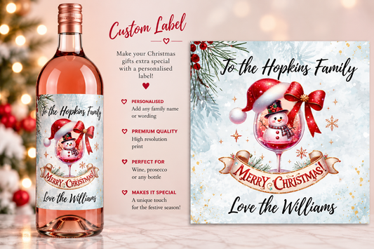 Personalised Christmas wine bottle label